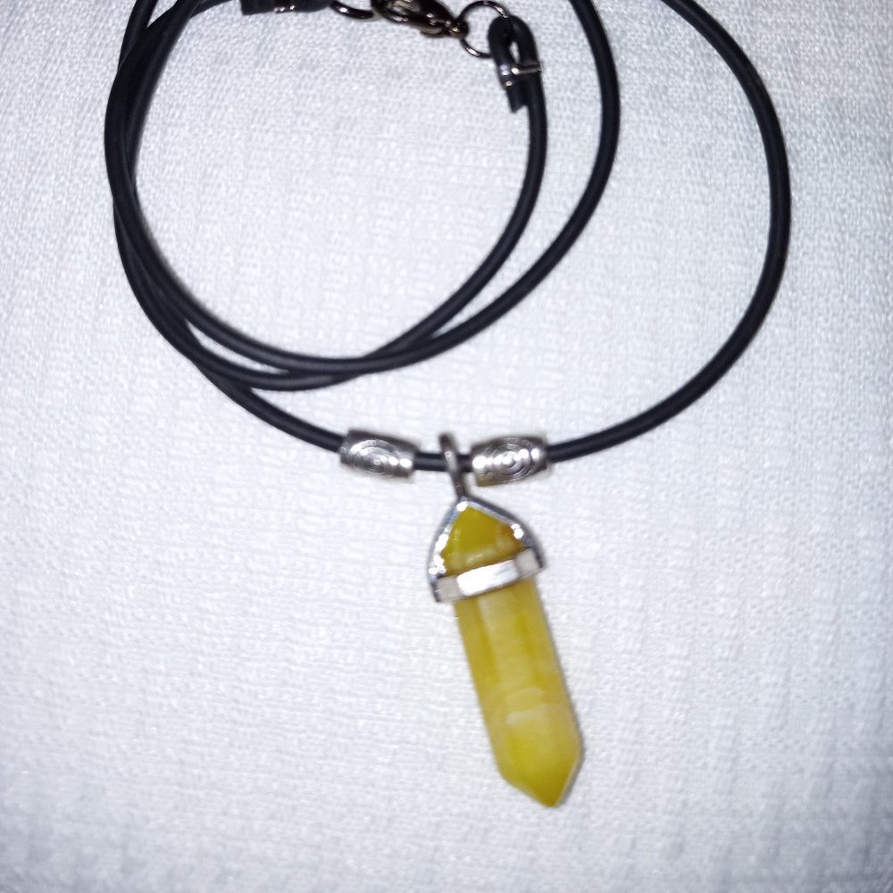 Yellow Crystal Point Pendant Necklace
